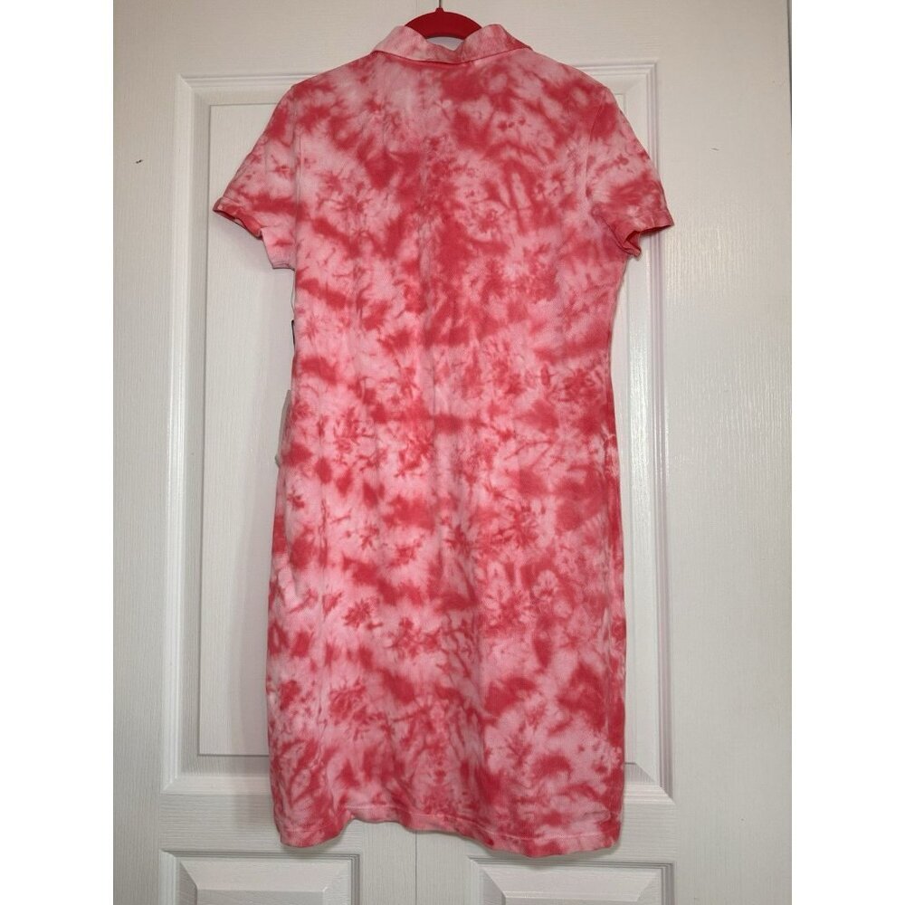 Tommy Hilfiger Pink Tie Dye Polo Dress Lace Up Cotton Size Medium NWT - Picture 10 of 11